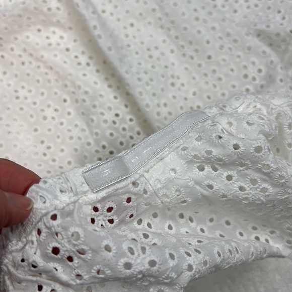 H&M white cotton crop top with eyelet puff sleeves XL - Picture 8 of 11